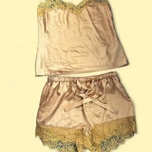 💛 Satin Lace Cami & Shorts Set | Vintage-Inspired Loungewear 💛